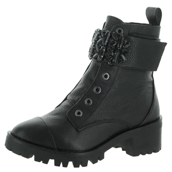 Karl Lagerfeld Paris Women's Black Pippa Combat Boot size 7M NWOT